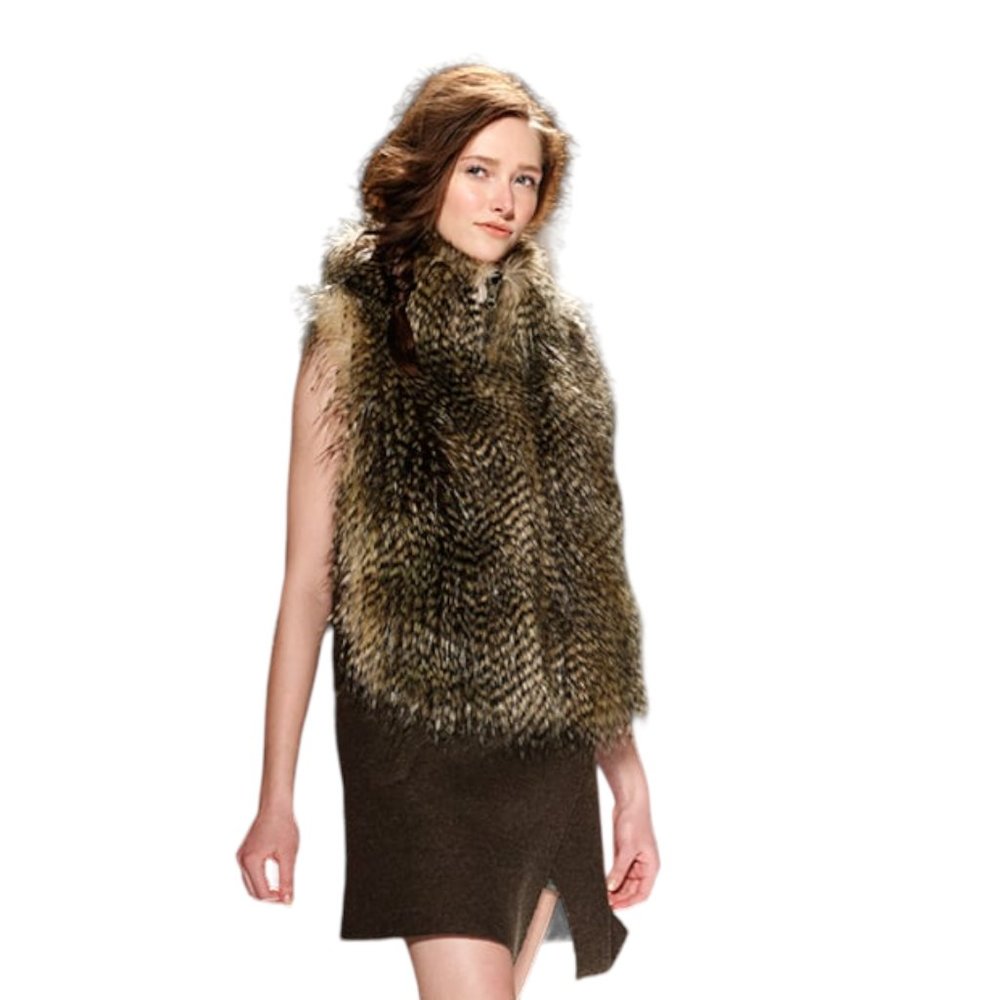 Joe Fresh Faux Fur Hip Length Vest Women's Size L